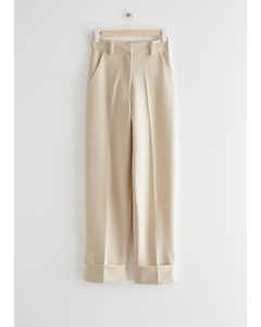 Relaxed Press Crease Trousers Beige