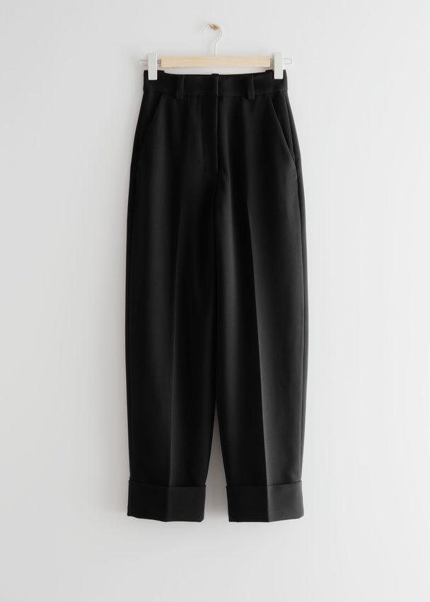 & Other Stories Relaxed Press Crease Trousers Black