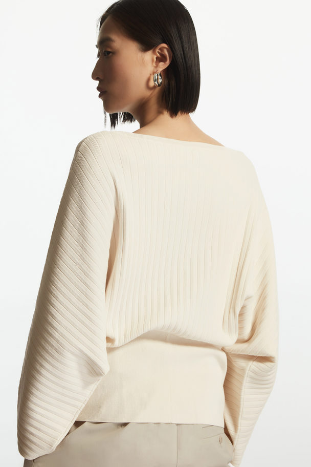 COS Loose-fit Ribbed Knitted Top Cream