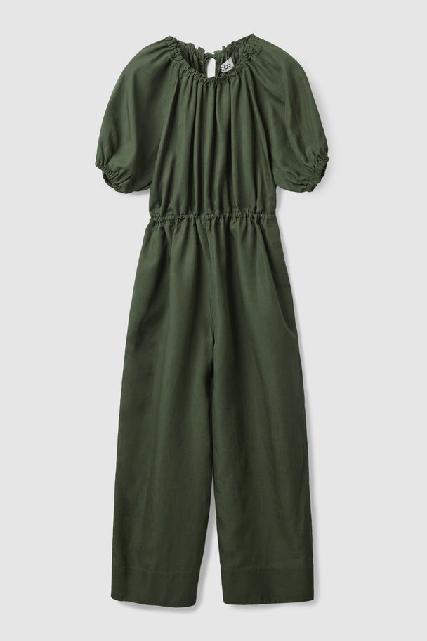 COS Puff-sleeve Jumpsuit Dark Green