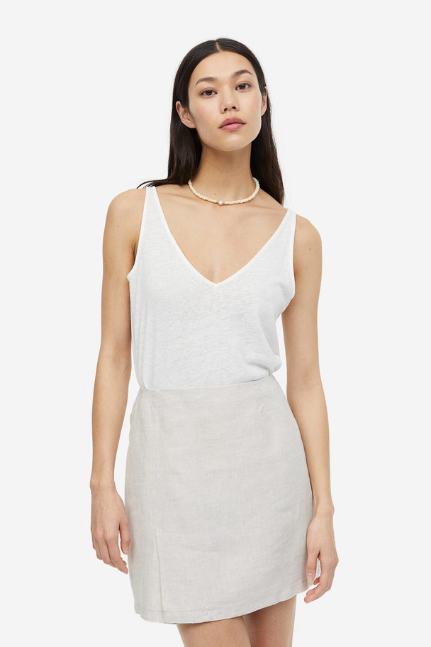 H&M Linen-blend Vest Top White