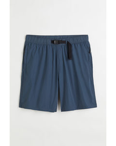 Relaxed Fit Belted Shorts Dark Blue