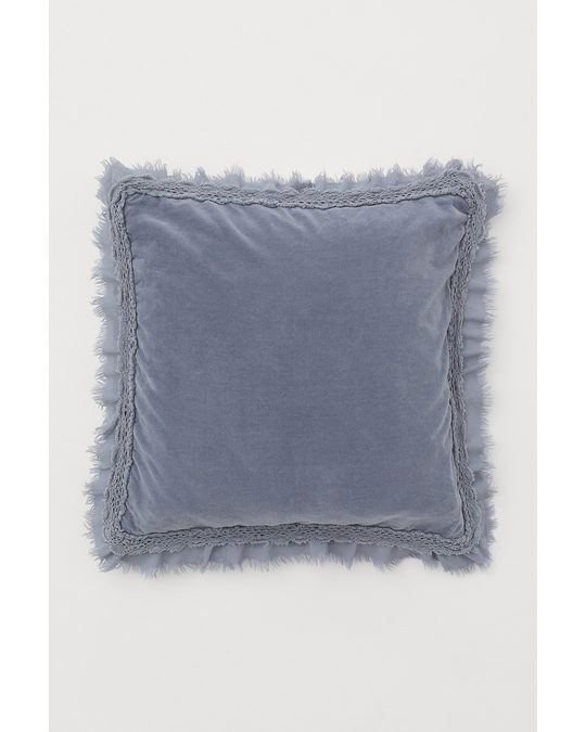 H&M HOME Velvet Cushion Cover Grey-blue