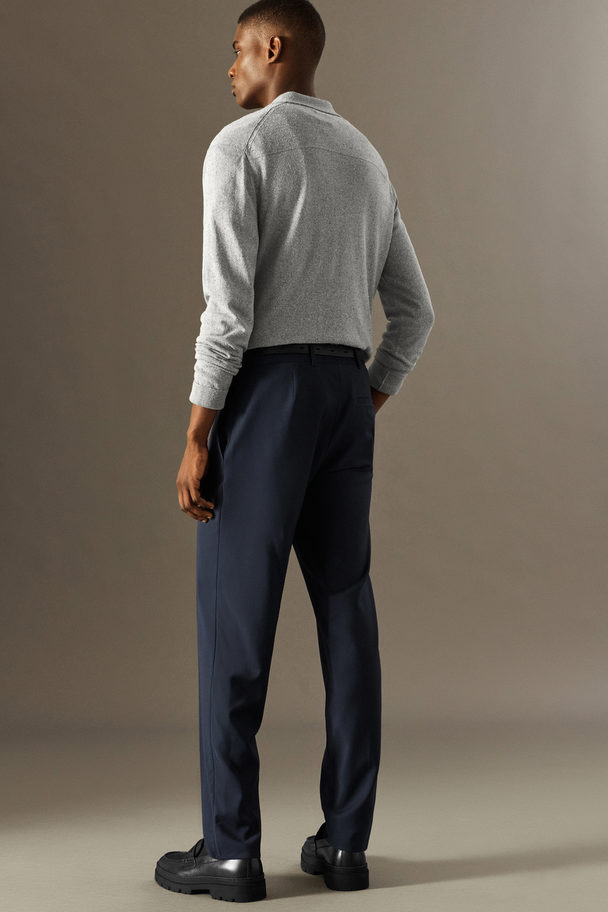 COS Lightweight Wool Trousers - Straight Navy