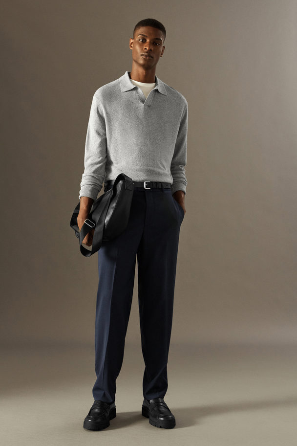 COS Lightweight Wool Trousers - Straight Navy