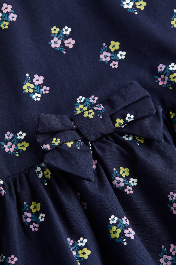 H&M Cotton Dress Navy Blue/floral