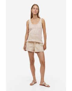 Mama Paperbag-shorts Beige