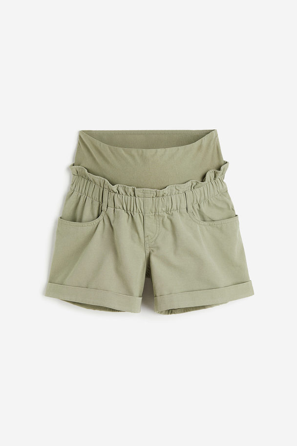 H&M Mama Paper Bag Shorts Khaki Green
