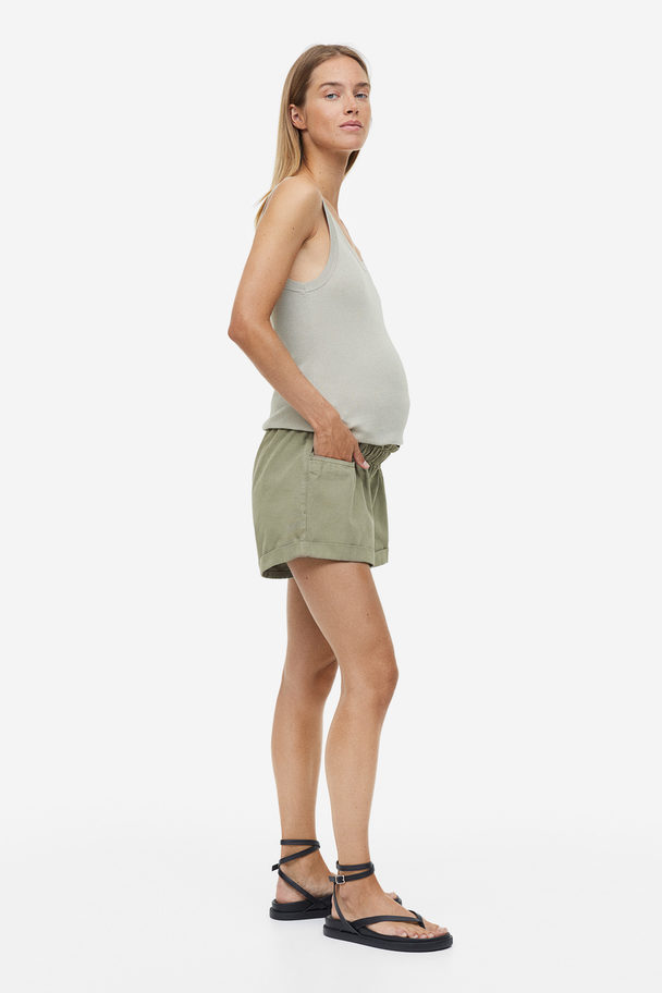 H&M Mama Paper Bag-shorts Khakigrön