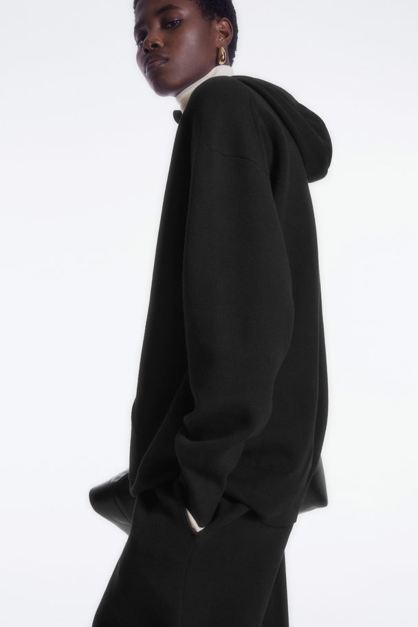 COS Double-faced Knitted Hoodie Black