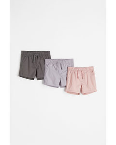 3-pack Cotton Shorts Light Pink/light Purple