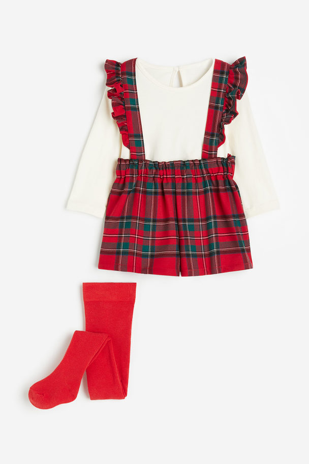 H&M 3-piece Set Red/checked