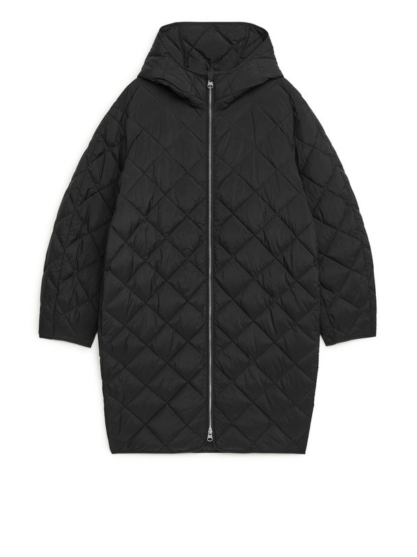 Arket Hooded Quilt Jacket Black