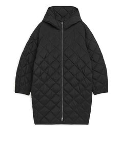 Hooded Quilt Jacket Black