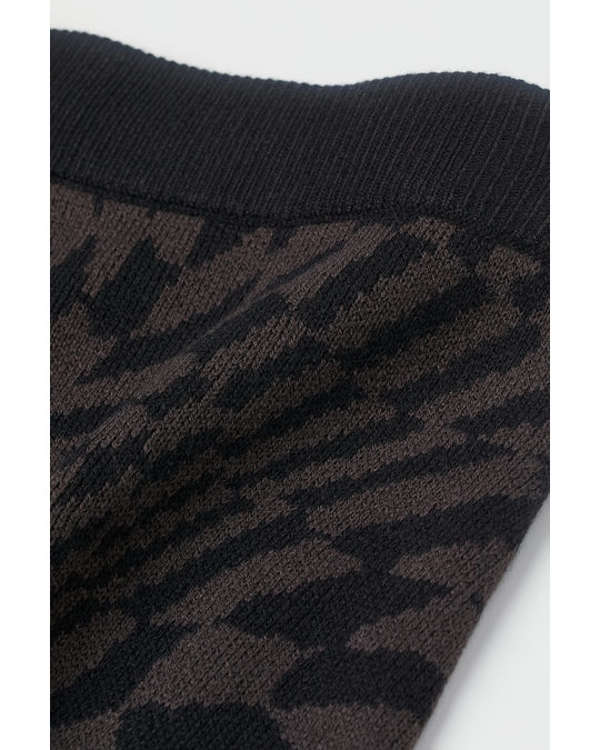 H&M Jacquard-knit Skirt Black/checked