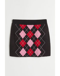 Jacquard-knit Skirt Black/argyle Pattern