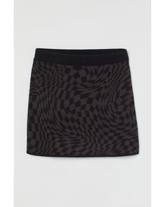 Jacquard-knit Skirt Black/checked