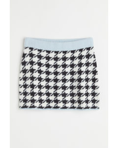 Jacquard-knit Skirt Black/dogtooth-patterned