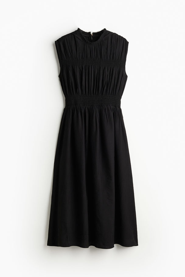 H&M Gesmoktes Kleid Schwarz