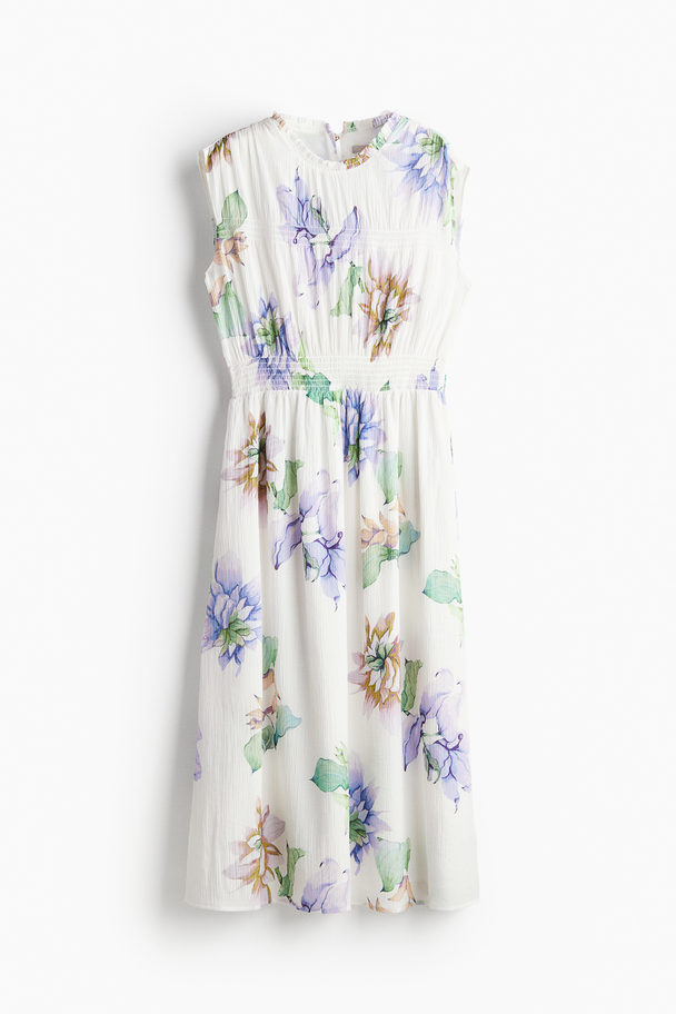 H&M Jurk Met Smokwerk Wit/bloemen