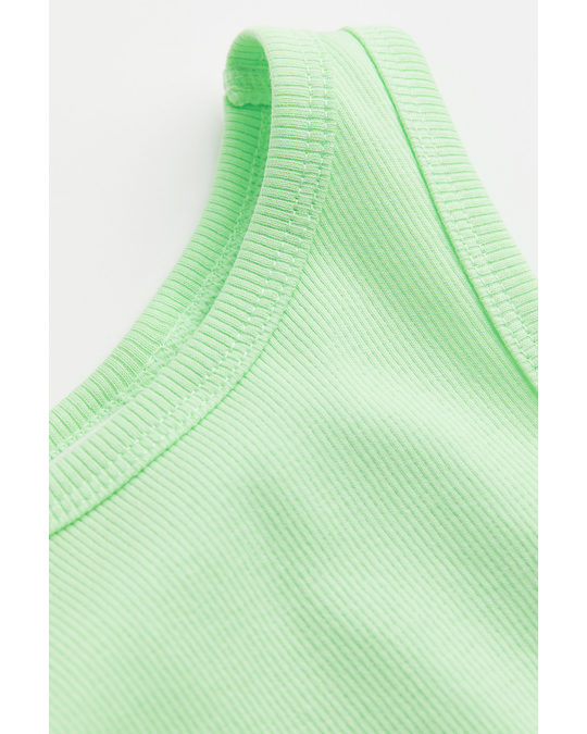 H&M 2-piece Cotton Jersey Set Neon Green/light Grey Marl