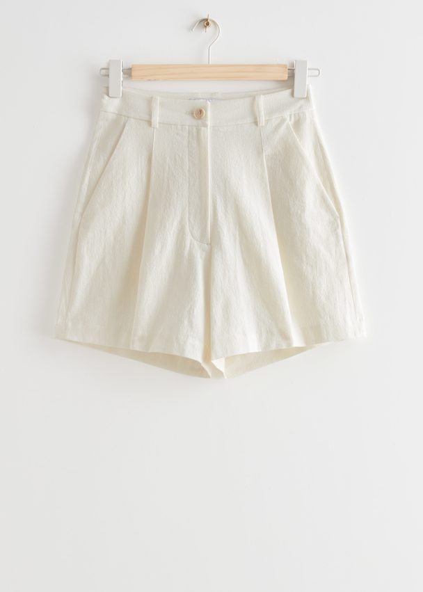 & Other Stories High Waist Linen Shorts White