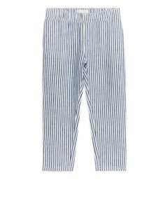 Tapered Linen Trousers Blue/white