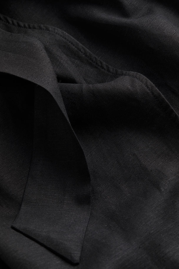 H&M Wickelkleid aus Leinenmischung Schwarz