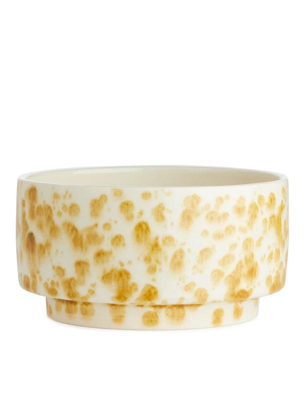ARKET Stoneware Bowl 14 Cm Off-white/yellow