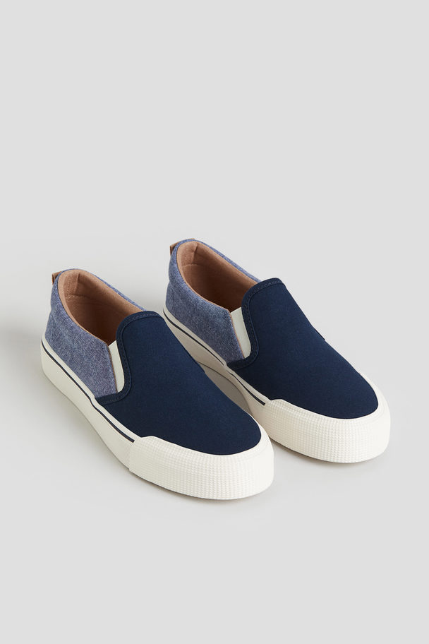 H&M Slip-on Trainers Navy Blue/block-coloured