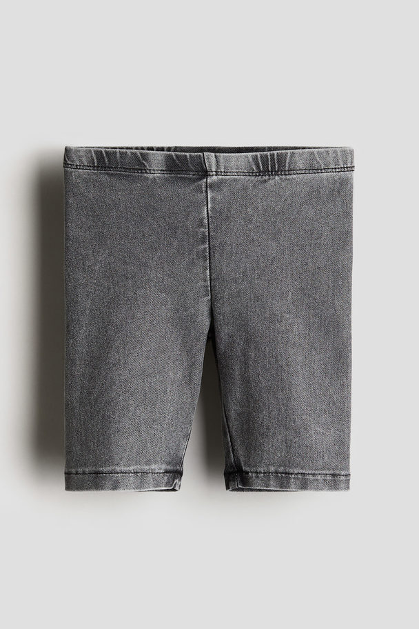 H&M Washed-look Cycling Shorts Dark Denim Grey