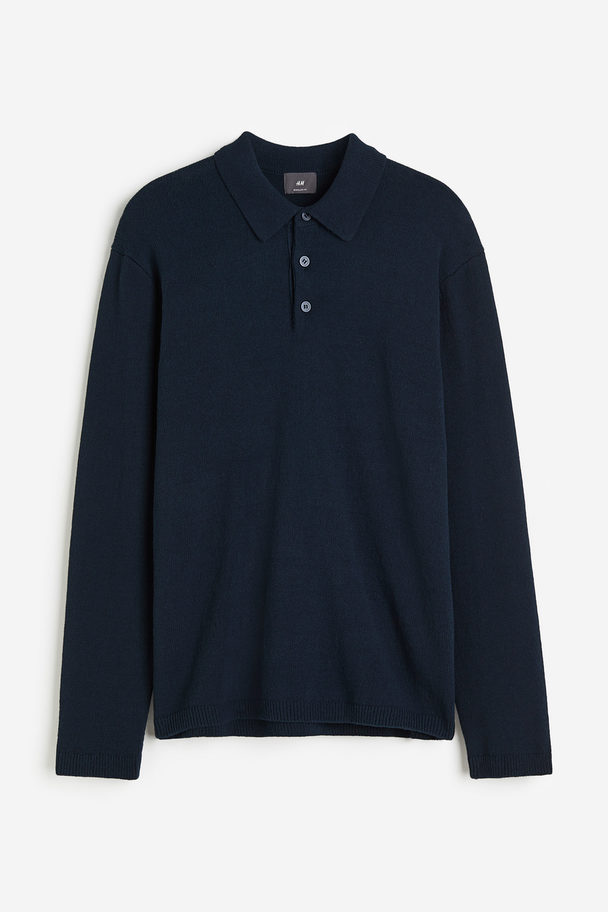 H&M Regular Fit Polo Shirt Dark Blue