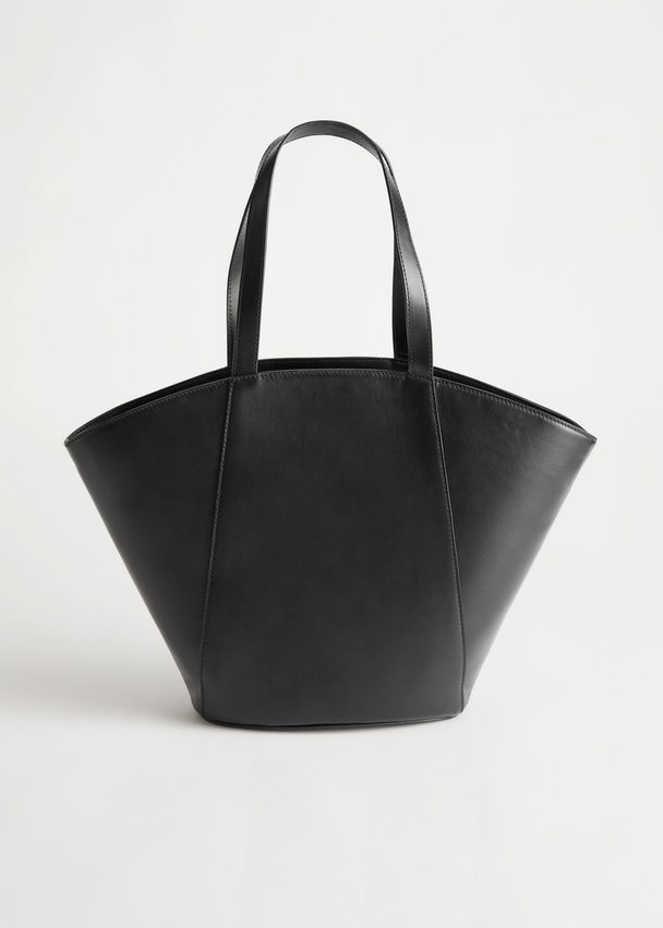 & Other Stories Large Topstitched Tote Bag Black