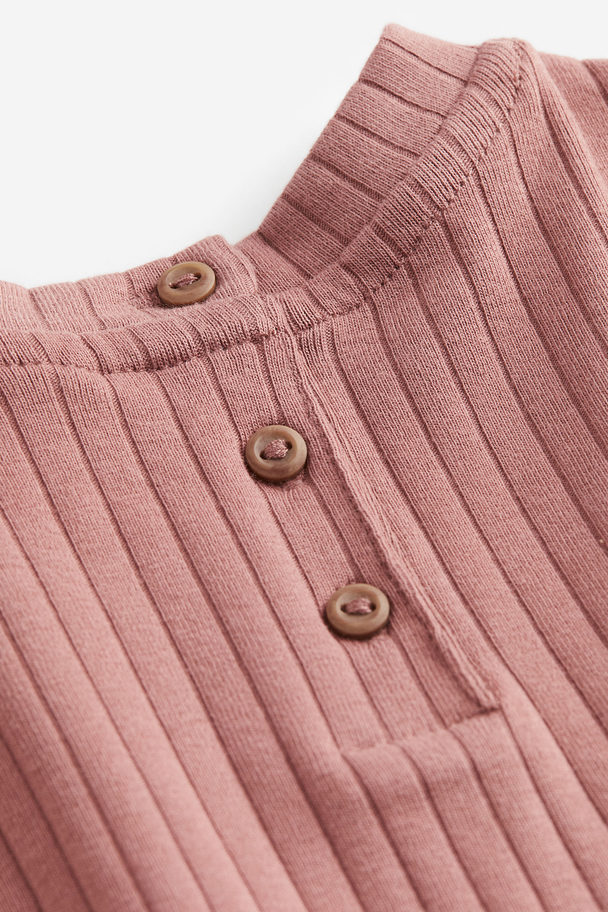 H&M 2-piece Ribbed Jersey Set Dark Pink