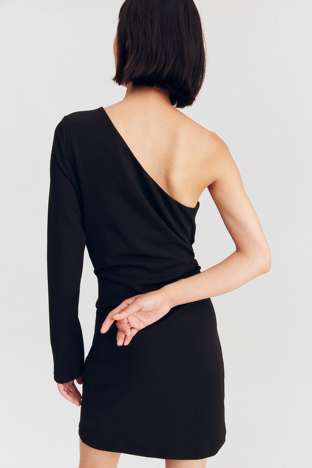 H&M Einseitig schulterfreies Bodycon-Kleid Schwarz