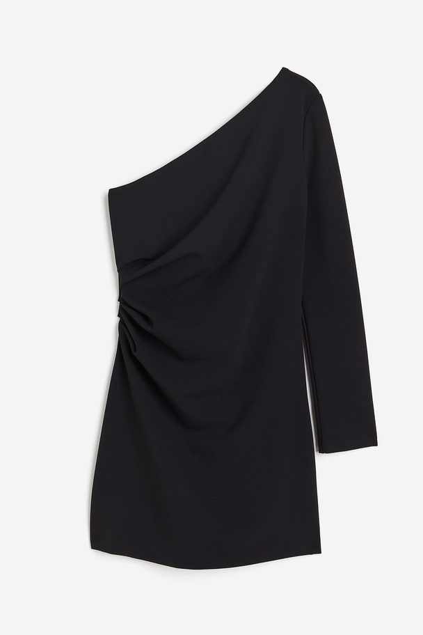 H&M Einseitig schulterfreies Bodycon-Kleid Schwarz