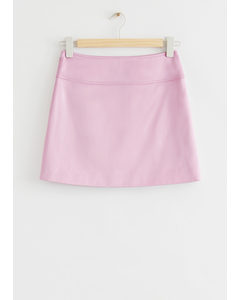 Fitted Satin Mini Skirt  Pink