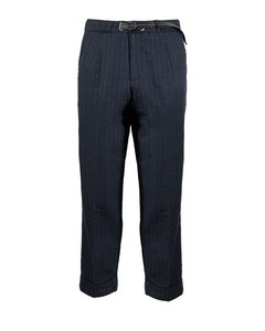 White Sand Navy Blue Pinstripe Trousers