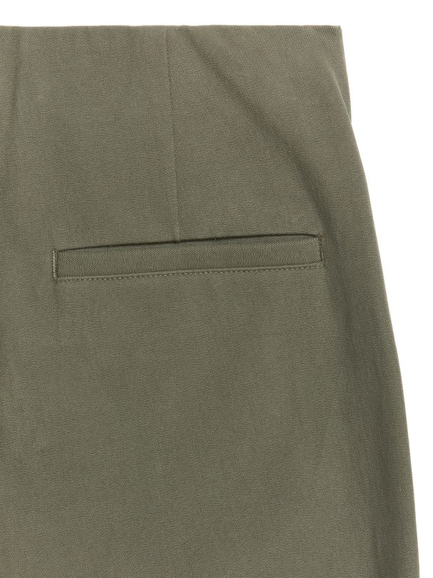 Arket Slim Cotton Stretch Trousers Khaki Green