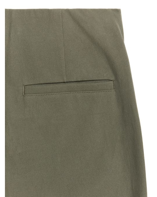 Arket Slim Cotton Stretch Trousers Khaki Green