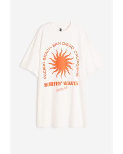 Oversized T-shirtjurk Met Print Wit/surfin' Waves