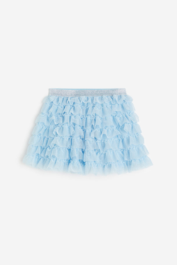 H&M Glittery Tulle Skirt Light Blue