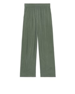 Fluid Cupro Trousers Khaki Green