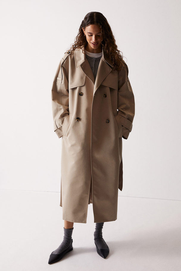 H&M Double-breasted Trenchcoat Beige