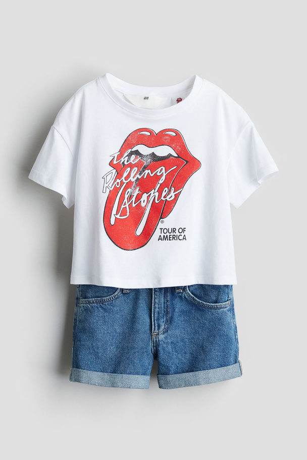 H&M 2-piece Printed Set White/the Rolling Stones