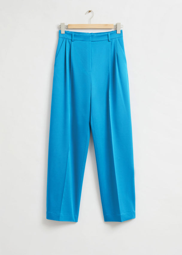& Other Stories Tailored Relaxed-fit Trousers Bright Blue