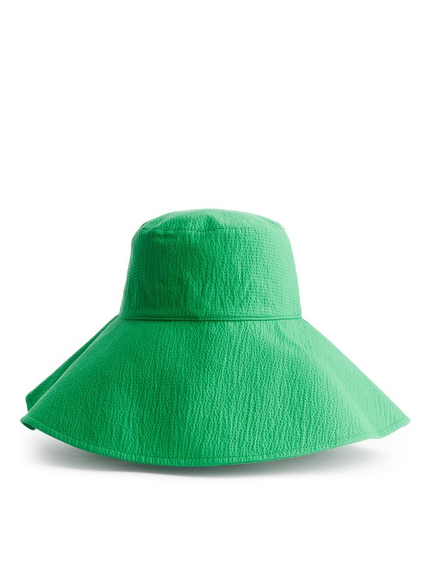 ARKET Seersucker Beach Hat Bright Green