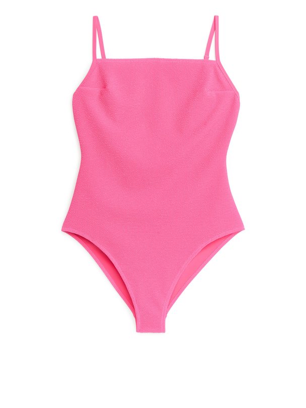 ARKET Textured Swimsuit Bright Pink