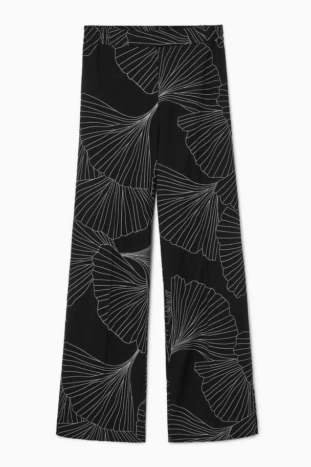 COS Embroidered Wool Trousers Black / Floral