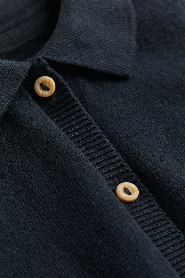 H&M Knitted Cotton Romper Suit Dark Blue